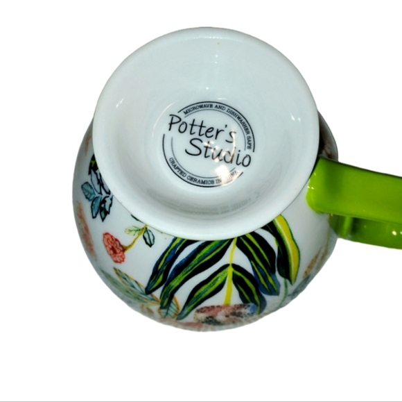 Potter's Studio Coffee Pedestal Mug Colorful Botanical Design Floral . Set 2 - Picture 7 of 8